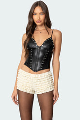 Vixen Studded Faux Leather Corset